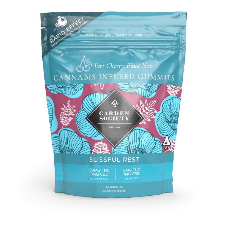 GARDEN SOCIETY - BLISSFUL REST TART CHERRY PINOT 5:1 THC/CBD 20PK GUMMIES