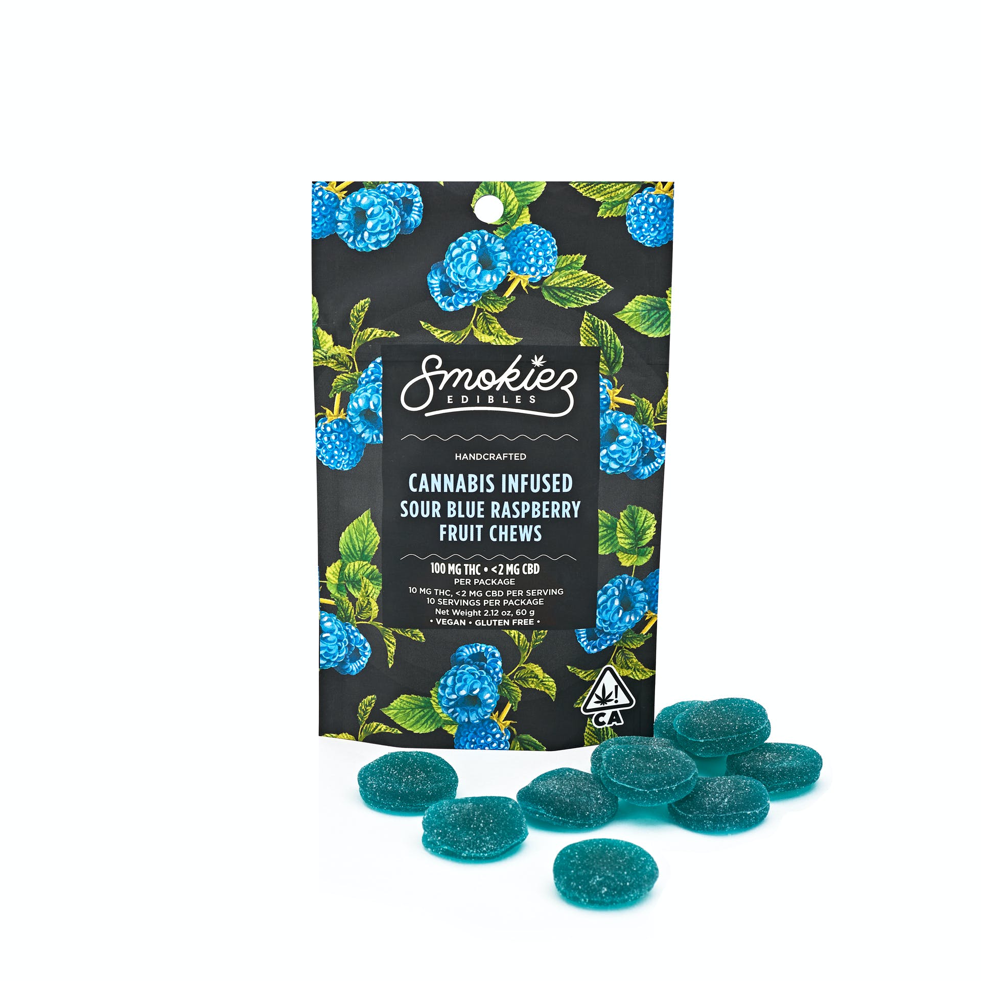 SMOKIEZ SOUR BLUE RASPBERRY 100MG GUMMIES