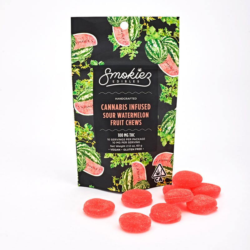 SMOKIEZ-SOUR WATERMELON FRUIT CHEWS- 100MG