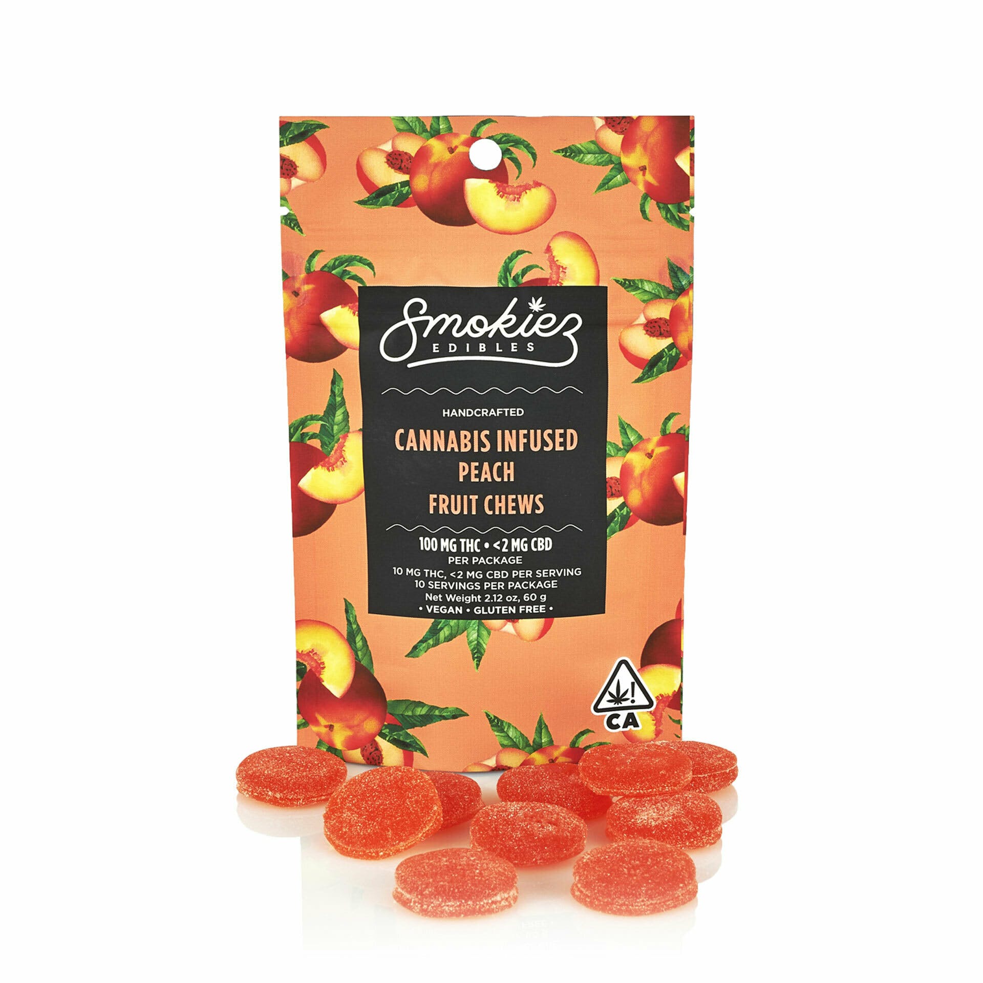 SMOKIEZ-SOUR PEACH FRUIT CHEWS- 100 MG